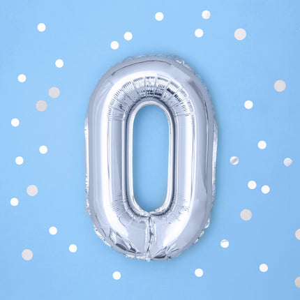 0 Vuosi Kuva Ilmapallo Hopea 35cm