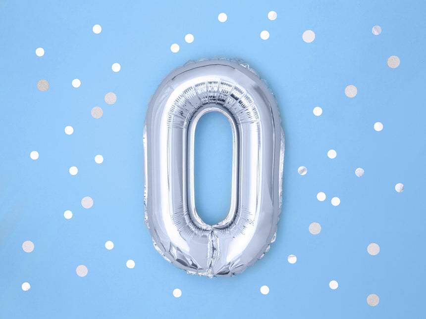 0 Vuosi Kuva Ilmapallo Hopea 35cm