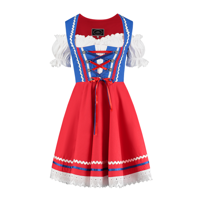 Oktoberfest Dirndl Mekko Oktoberfest Punainen Sininen Hyvät 2 kappaletta