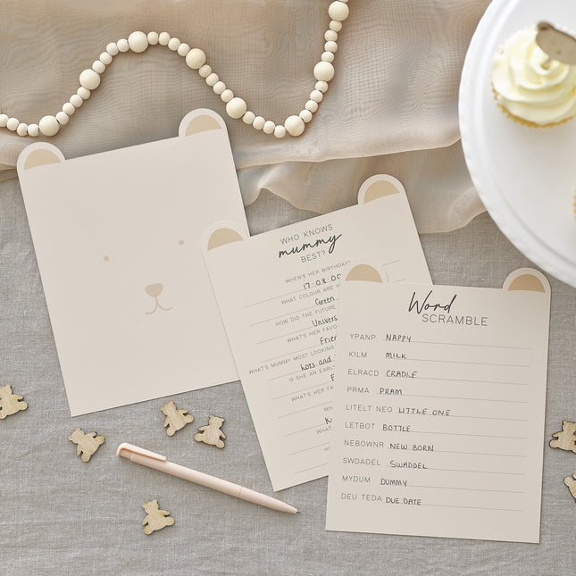 Baby Shower korttipeli Teddy 20kpl