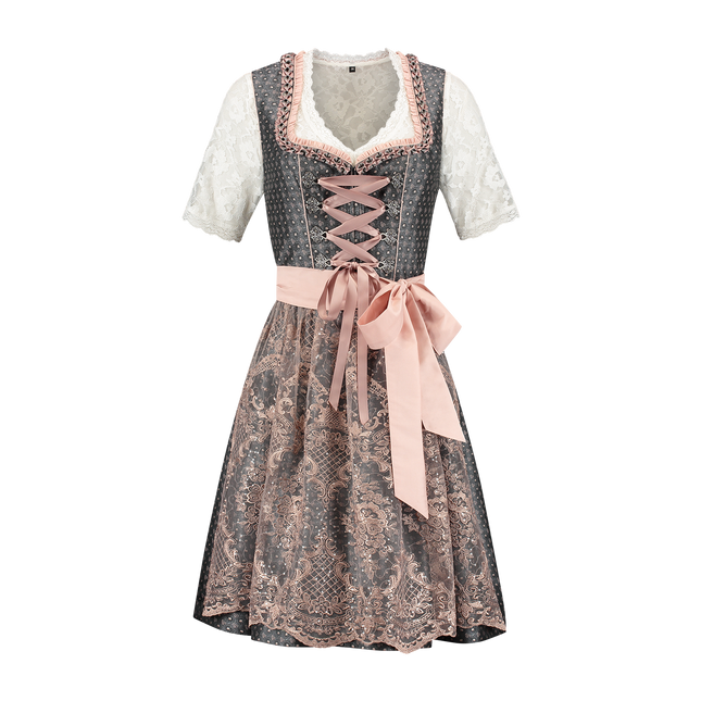 Vaaleanpunainen Valkoinen Creme Dirndl Mekko Oktoberfest Ladies