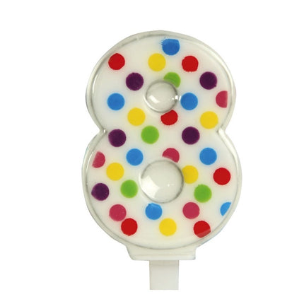 Kynttilä 8 vuotta Konfetti 6.5cm