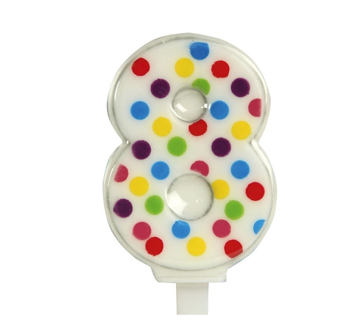 Kynttilä 8 vuotta Konfetti 6.5cm