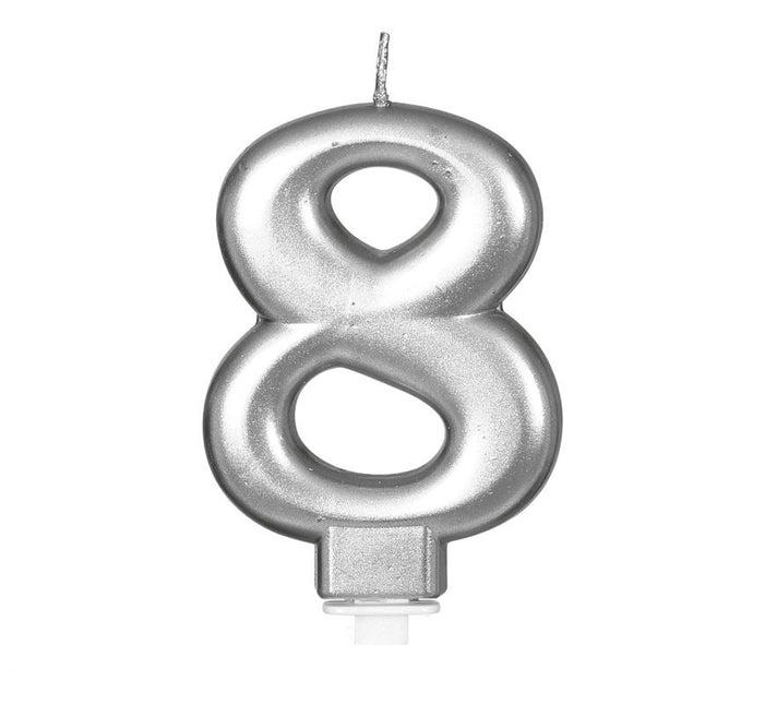 Hopeinen kynttilä 8 vuotta Metallinen 8cm