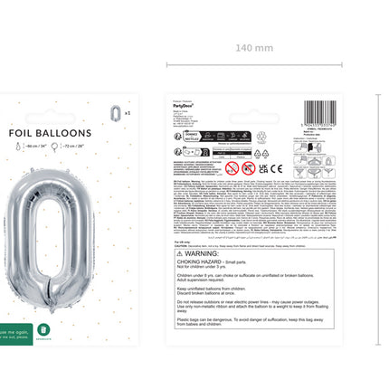 0 Vuosi Kuva Ilmapallo Hopea Tyhjä 72cm