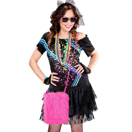 Neon vaaleanpunainen olkalaukku