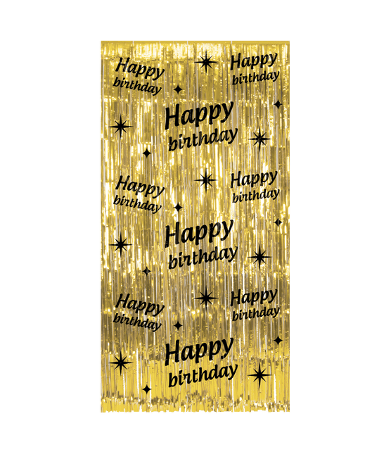 Hyvää syntymäpäivää oviverho kulta musta