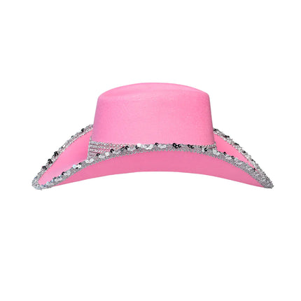 Vaaleanpunainen cowboy hattu glitter