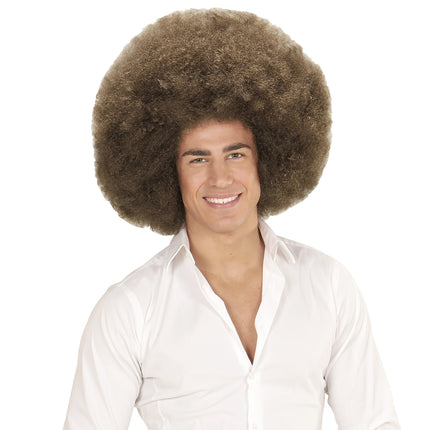 Ruskea peruukki Afro Extra Big