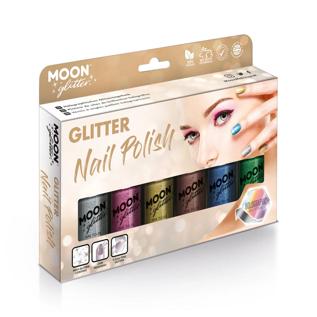 Moon Glitter Holografinen kynsilakka vaaleanpunainen 14ml