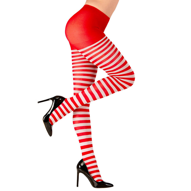 Punainen valkoinen sukkahousut raidallinen