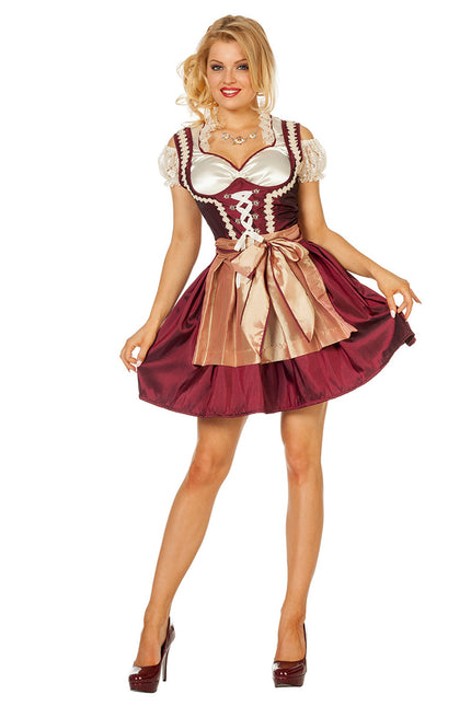 Bordeaux punainen Dirndl mekko Oktoberfest Ladies