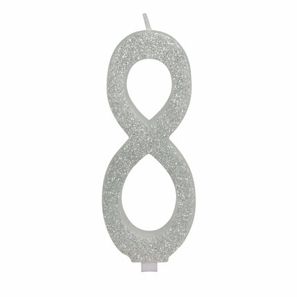Hopeinen kynttilä 8 vuotta Glitter 12.5cm
