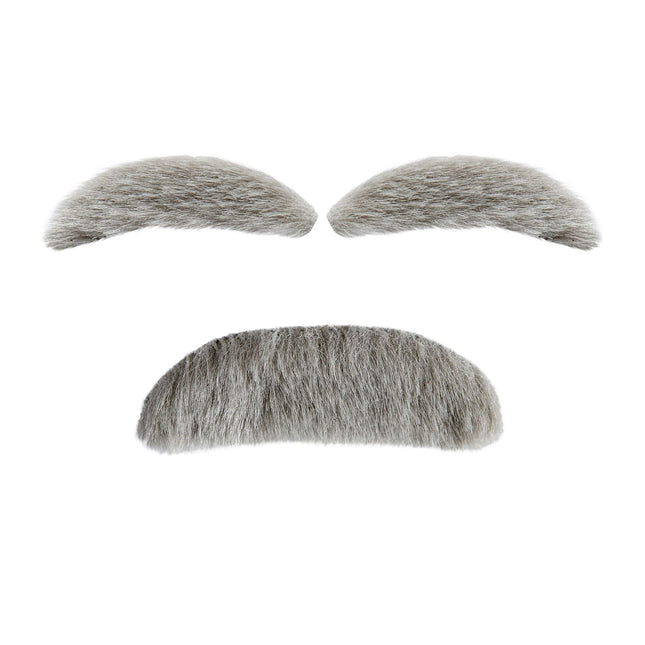 Harmaat tekoviikset ja kulmakarvat 2 kpl