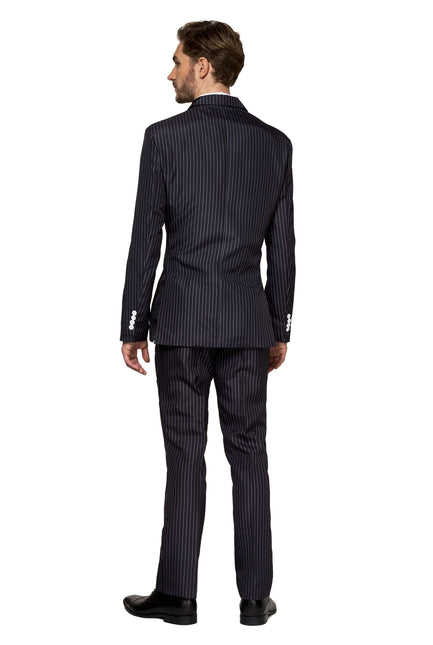 Gangsteri Pinstripe musta puku Miehet Suitmeister