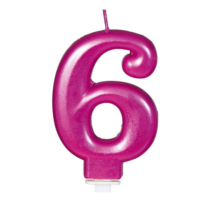 Vaaleanpunainen kynttilä 6 vuotta Metallinen 8cm