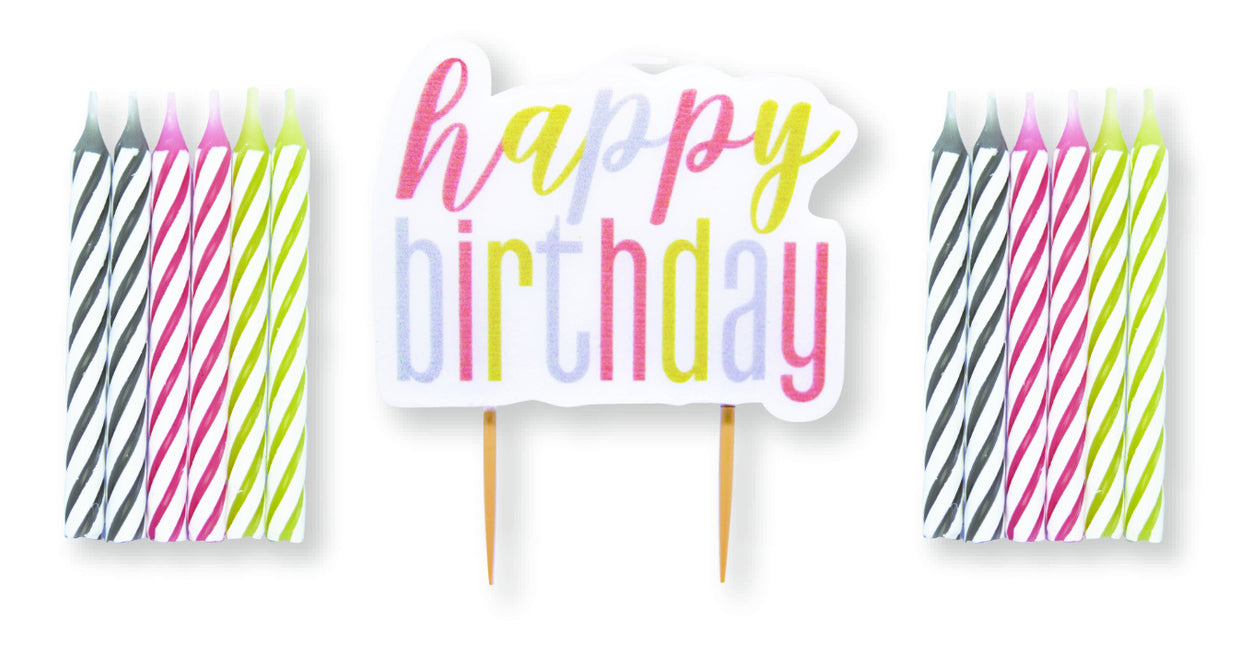 Hyvää syntymäpäivää kynttilät vihreä vaaleanpunainen 13kpl