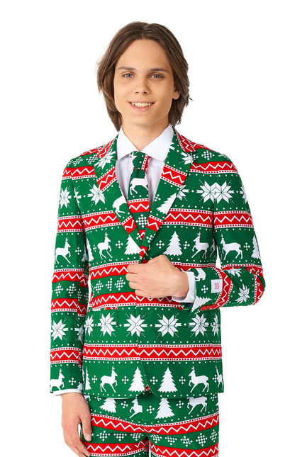 Juhlava vihreä puku poika teini-ikäinen OppoSuits