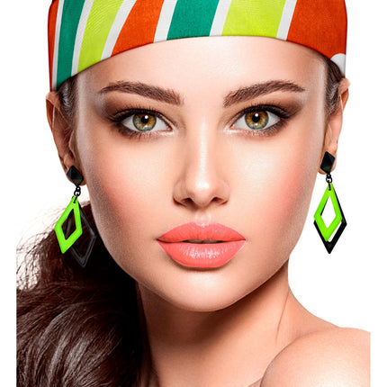 Neon 80S korvakorut Musta Vihreä