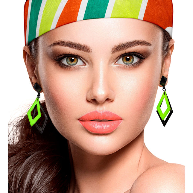 Neon 80S korvakorut Musta Vihreä