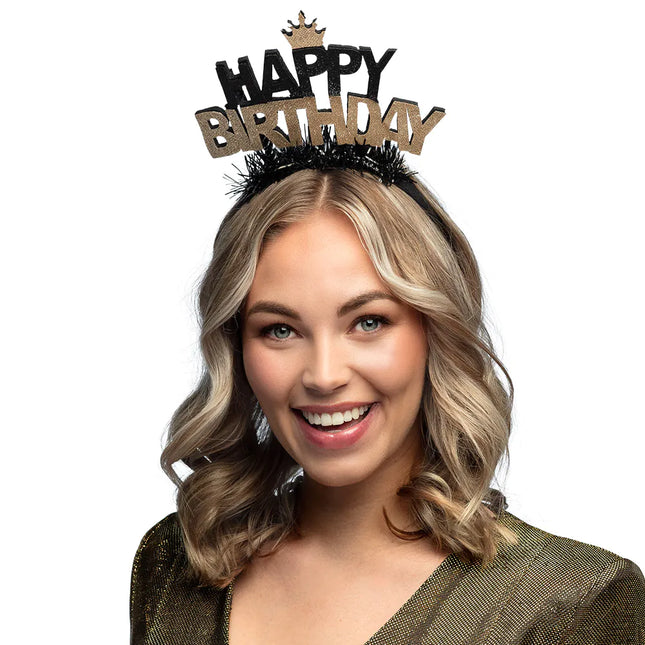 Päänauha Hyvää syntymäpäivää kulta/musta