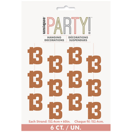 13 vuotta roikkuu koristelu Rose Gold 1.52m