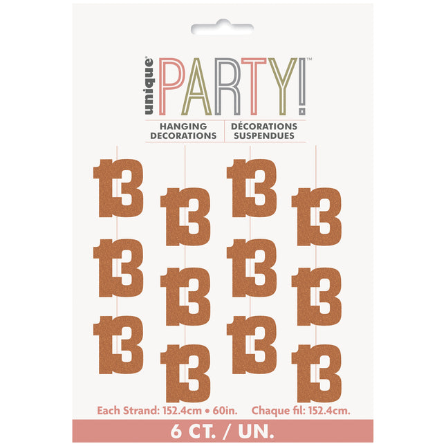 13 vuotta roikkuu koristelu Rose Gold 1.52m