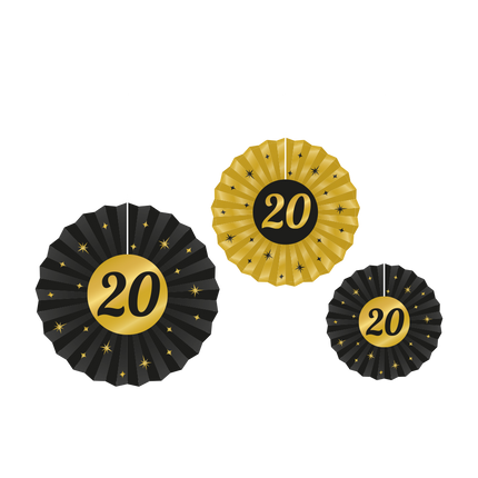 Kulta musta roikkuu koristelu 20 vuotta 3kpl