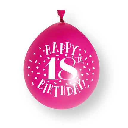 10 kpl ”Happy 18th Birthday” -lateksipalloja, 23 cm