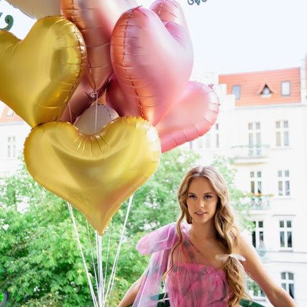 Hart Helium Ballon Goud Leeg 75cm van Partydeco koop je bij Partywinkel