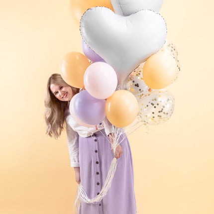 Hart Helium Ballon Wit Leeg 75cm van Partydeco koop je bij Partywinkel