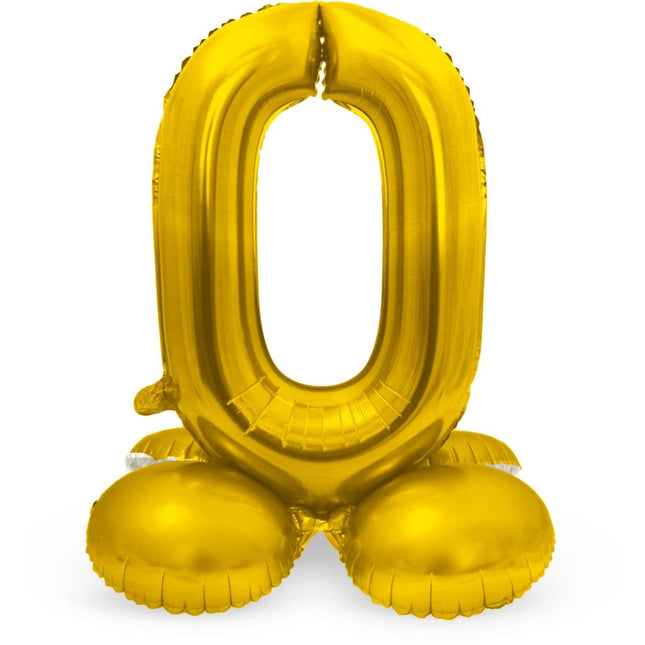 Folie Ballon Cijfer 0 Goud met standaard 72cm van Folat koop je bij Partywinkel