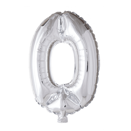 Folie Ballon Cijfer 0 Zilver 41cm met Rietje van WeFiesta koop je bij Partywinkel