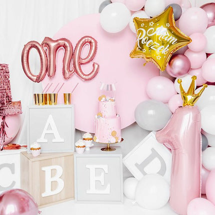 Folie Ballon Cijfer 1 Lichtroze Leeg 1m van Partydeco koop je bij Partywinkel