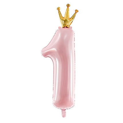 Folie Ballon Cijfer 1 Lichtroze Leeg 1m van Partydeco koop je bij Partywinkel