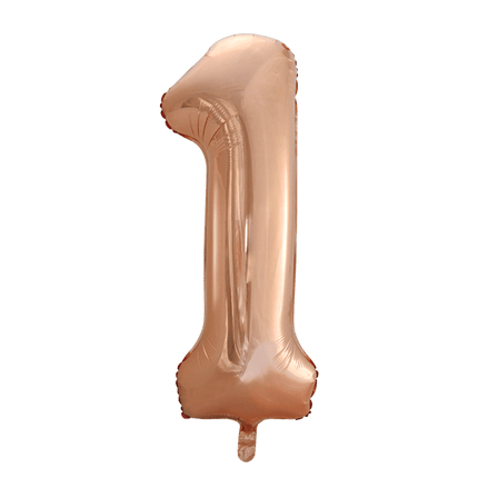 Folie Ballon Cijfer 1 Rose Goud XL 86cm leeg van WeFiesta koop je bij Partywinkel