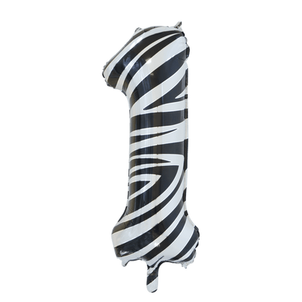 Folie Ballon Cijfer 1 Zebra XL 86cm leeg van WeFiesta koop je bij Partywinkel