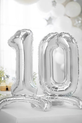 Folie Ballon Cijfer 1 Zilver Standaard Leeg 70cm van Partydeco koop je bij Partywinkel