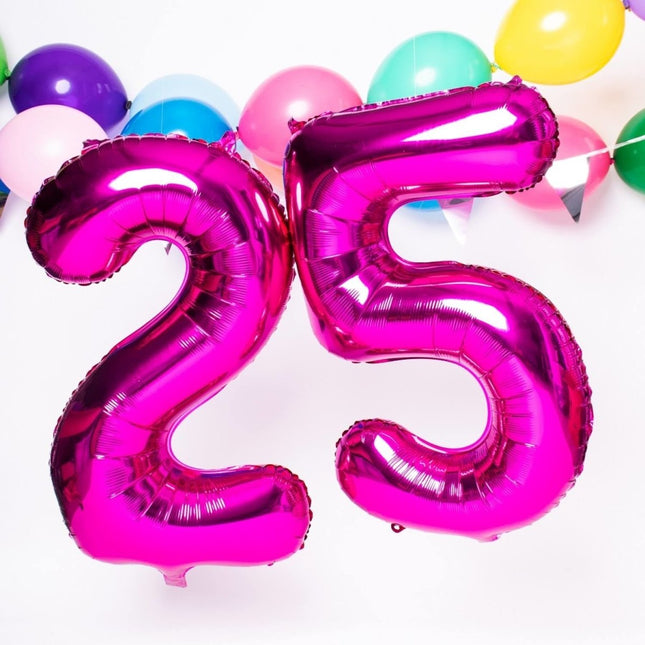 Folie Ballon Cijfer 2 Fuchsia Metallic XL 86cm leeg van Folat koop je bij Partywinkel