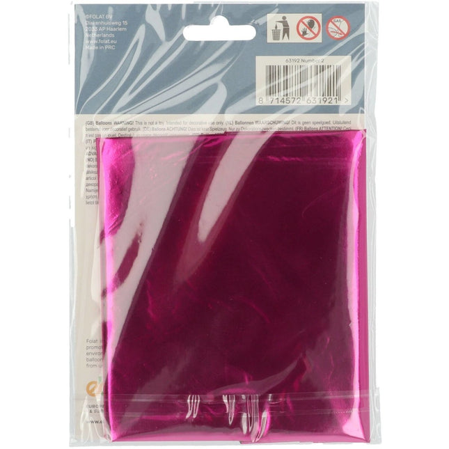 Folie Ballon Cijfer 2 Fuchsia Metallic XL 86cm leeg van Folat koop je bij Partywinkel