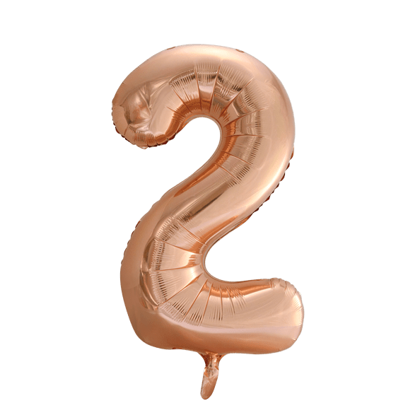 Folie Ballon Cijfer 2 Rose Goud XL 86cm leeg van WeFiesta koop je bij Partywinkel