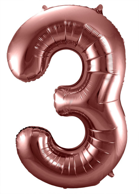 Folie Ballon Cijfer 3 Brons XL 86cm leeg van Folat koop je bij Partywinkel