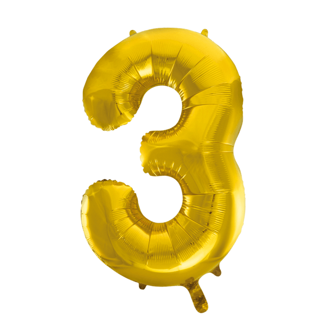 Folie Ballon Cijfer 3 Goud XL 86cm leeg van WeFiesta koop je bij Partywinkel
