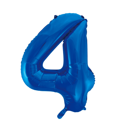 Folie Ballon Cijfer 4 Blauw XL 86cm leeg van WeFiesta koop je bij Partywinkel