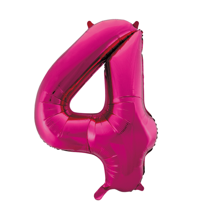 Folie Ballon Cijfer 4 Fuchsia XL 86cm leeg van WeFiesta koop je bij Partywinkel