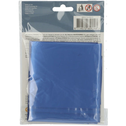 Folie Ballon Cijfer 4 Mat Blauw XL 86cm leeg van Folat koop je bij Partywinkel