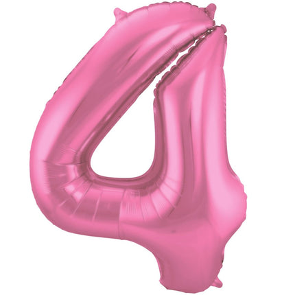 Folie Ballon Cijfer 4 Mat Roze XL 86cm leeg van Folat koop je bij Partywinkel