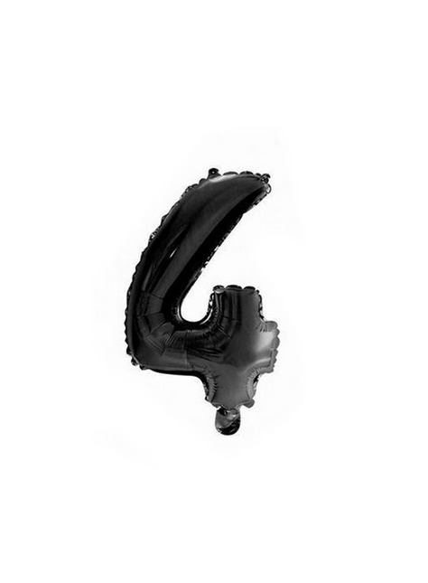 Folie Ballon Cijfer 4 Zwart 41cm met Rietje van WeFiesta koop je bij Partywinkel