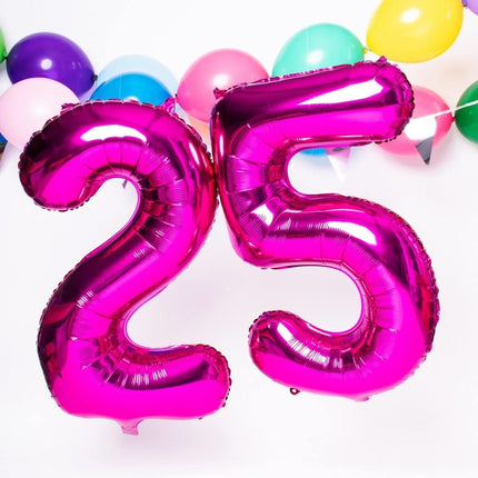 Folie Ballon Cijfer 5 Fuchsia Metallic XL 86cm leeg van Folat koop je bij Partywinkel