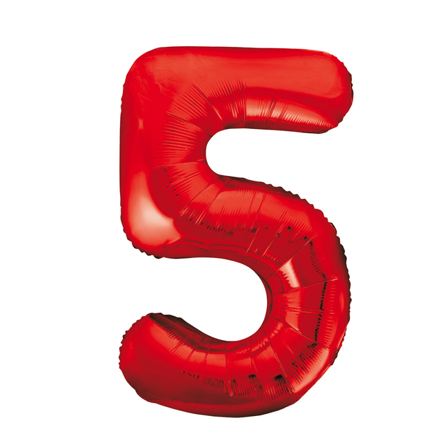 Folie Ballon Cijfer 5 Rood XL 86cm leeg van WeFiesta koop je bij Partywinkel